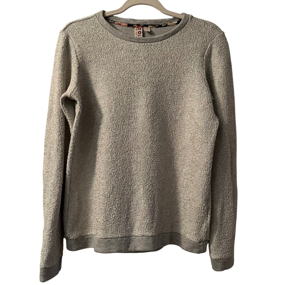 Dolan Left Coast Anthropologie Silver Metallic Glam Cotton Blend Sweater Size S
